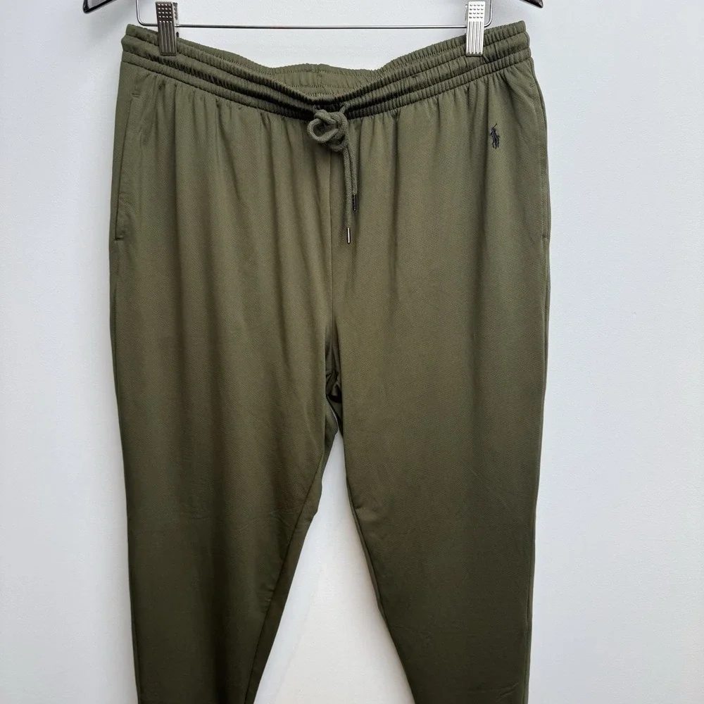 Polo Ralph Lauren Mesh Jogger Pants‎ Large Men's Olive Adjustable Waist Pockets